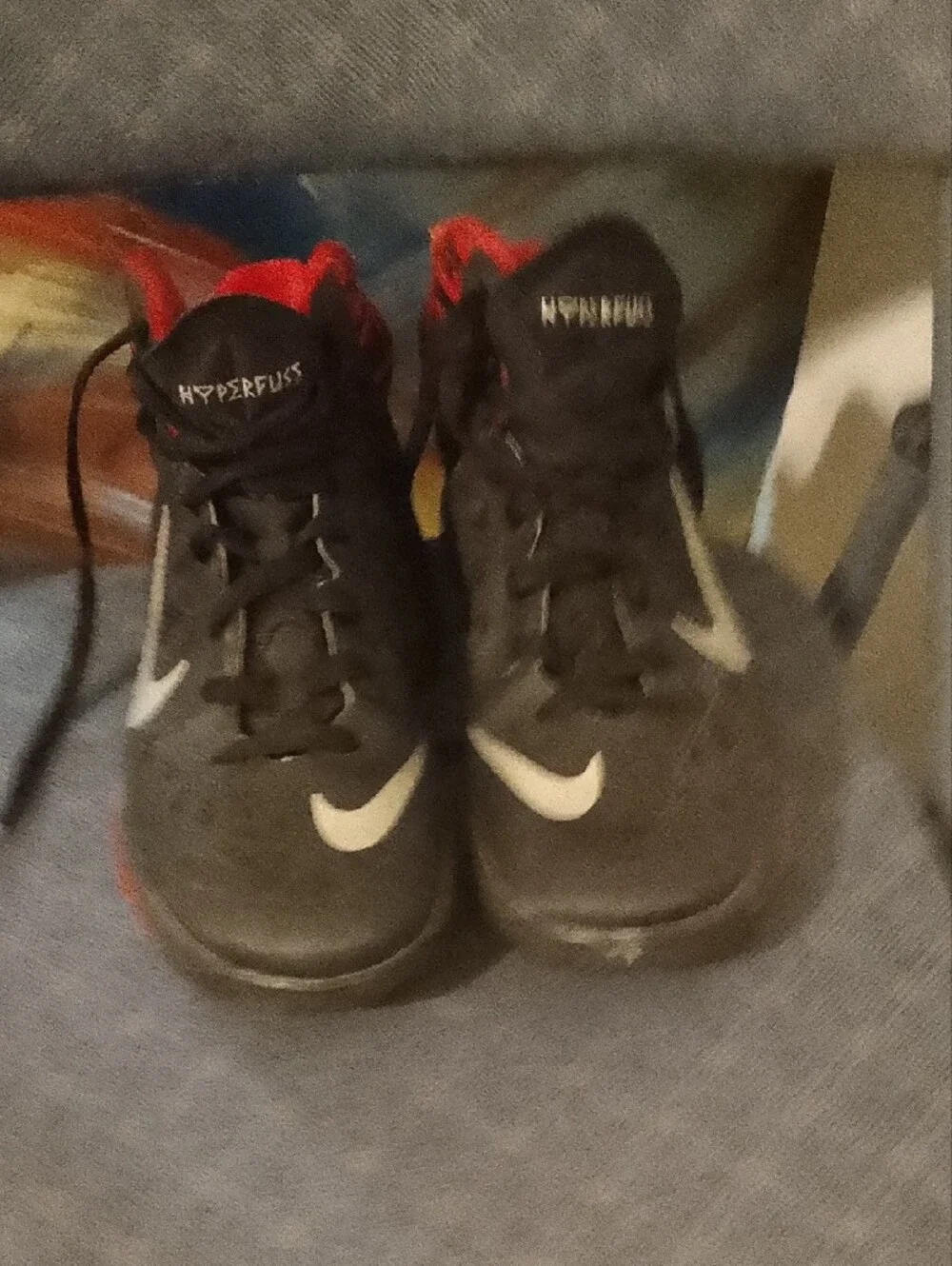 Nike Black and Red High-Top Sneakers with White Swoosh